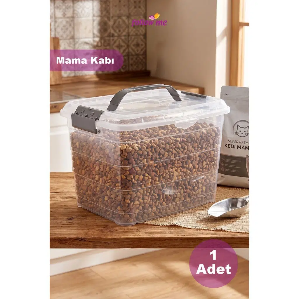 Evcil Dostlarınız İçin Kulplu Mama Saklama Kabı (8,5lt)
