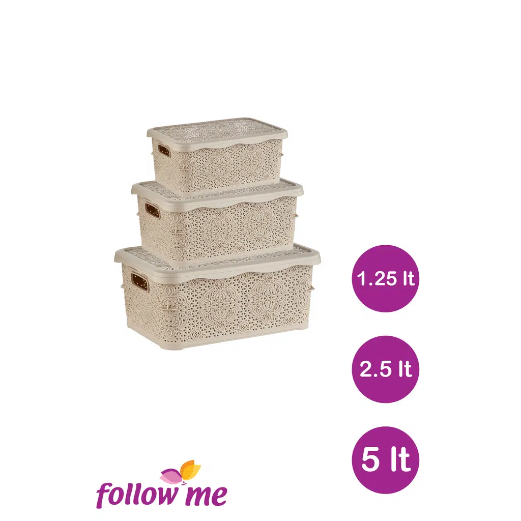 Nakış Çok Amaçlı Kutu 3'lü Set (1.25lt - 2.5lt - 5lt)