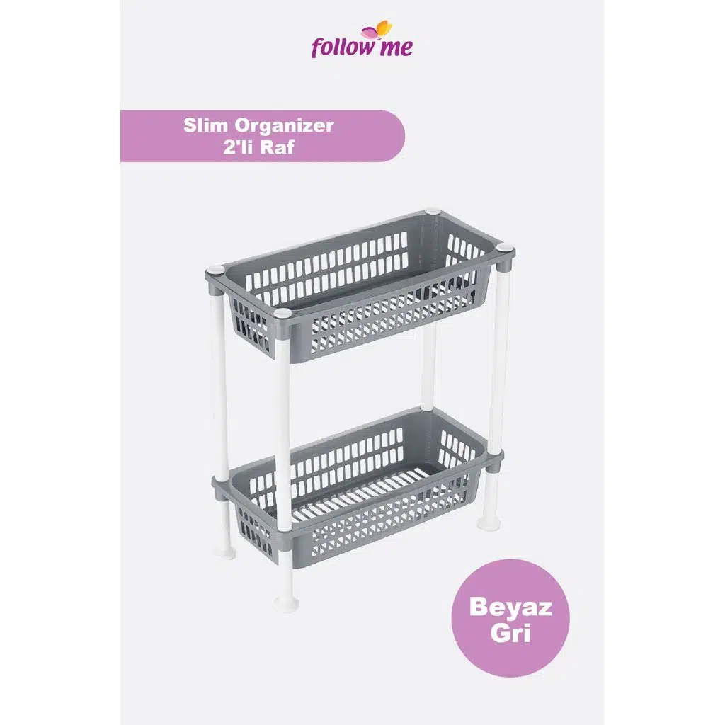 Slim Organizer 2'li Raf Beyaz-Gri